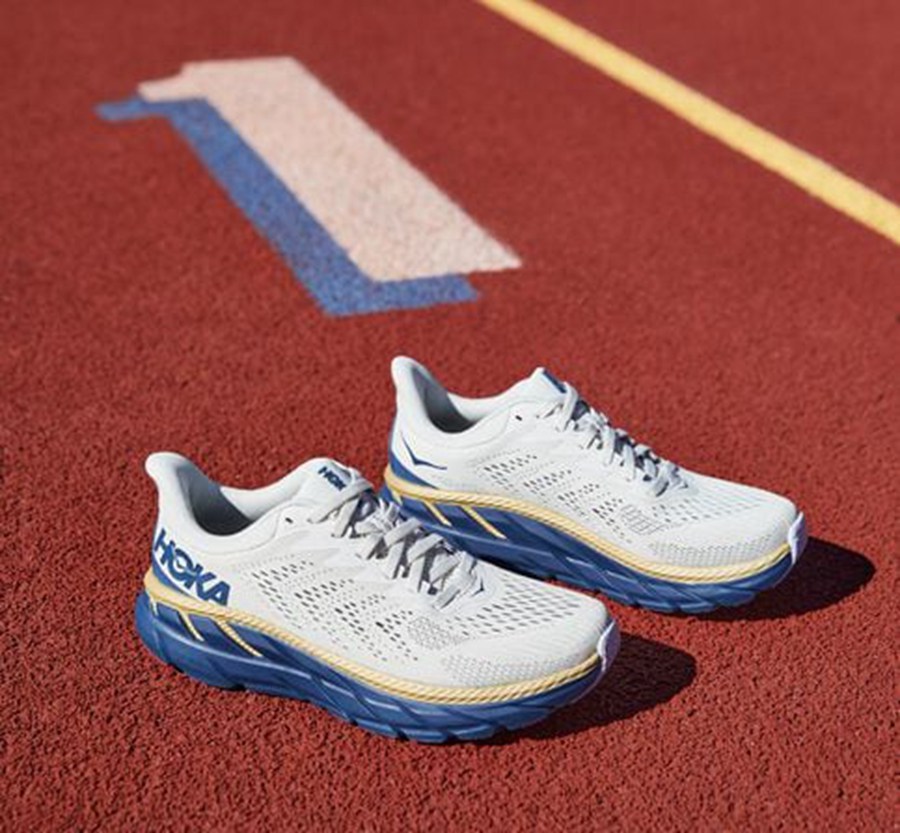 Hoka One One Clifton 7 Löparskor Dam - Vita/Blå - BOILU-5026